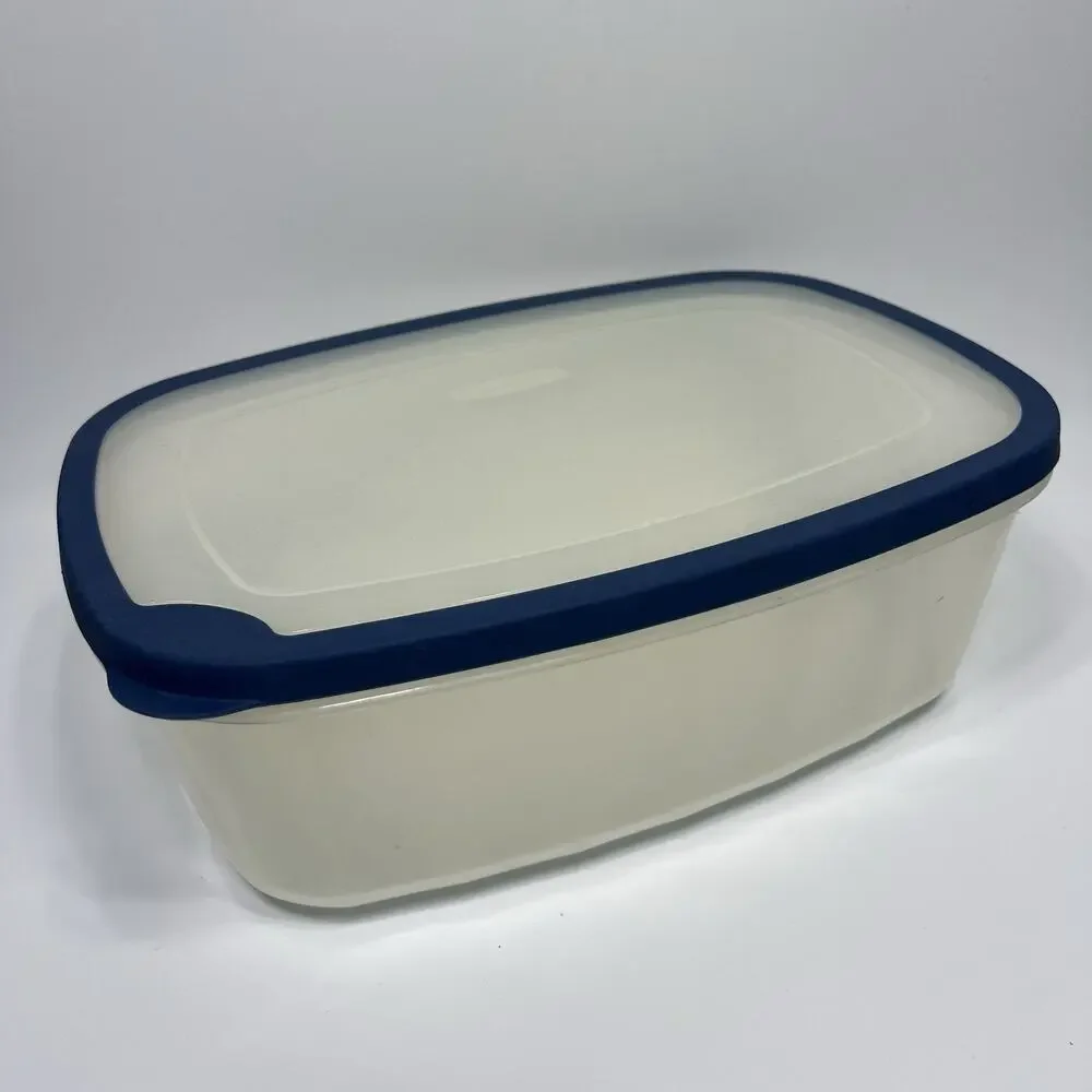 Vtg Rubbermaid Servin' Saver Blue Easy View Lid #F 2 Gal Storage Container 518R